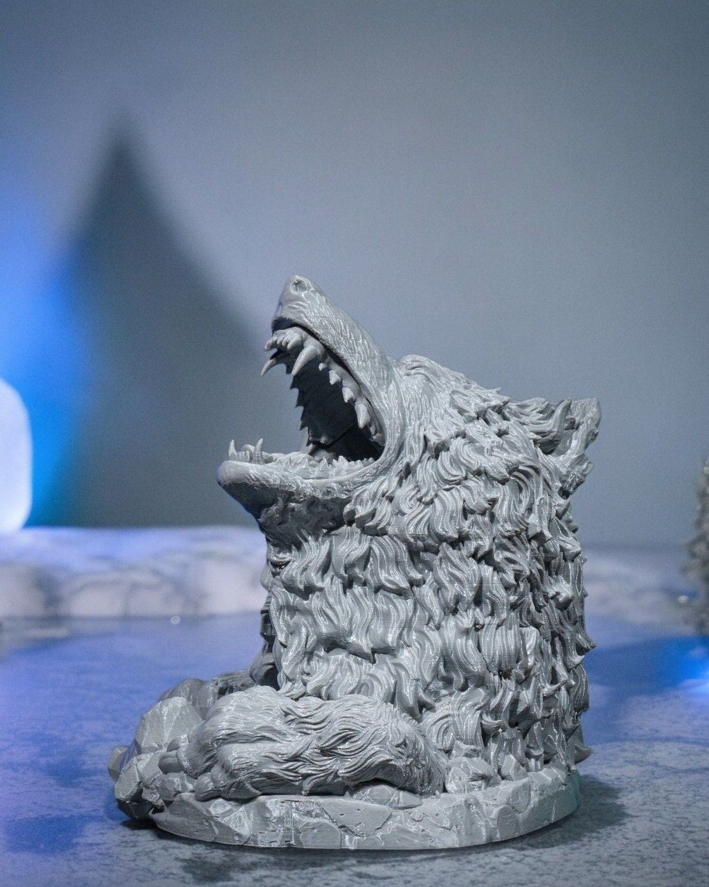 Frostfang Dire Wolf — 3D Printed Dice Tower