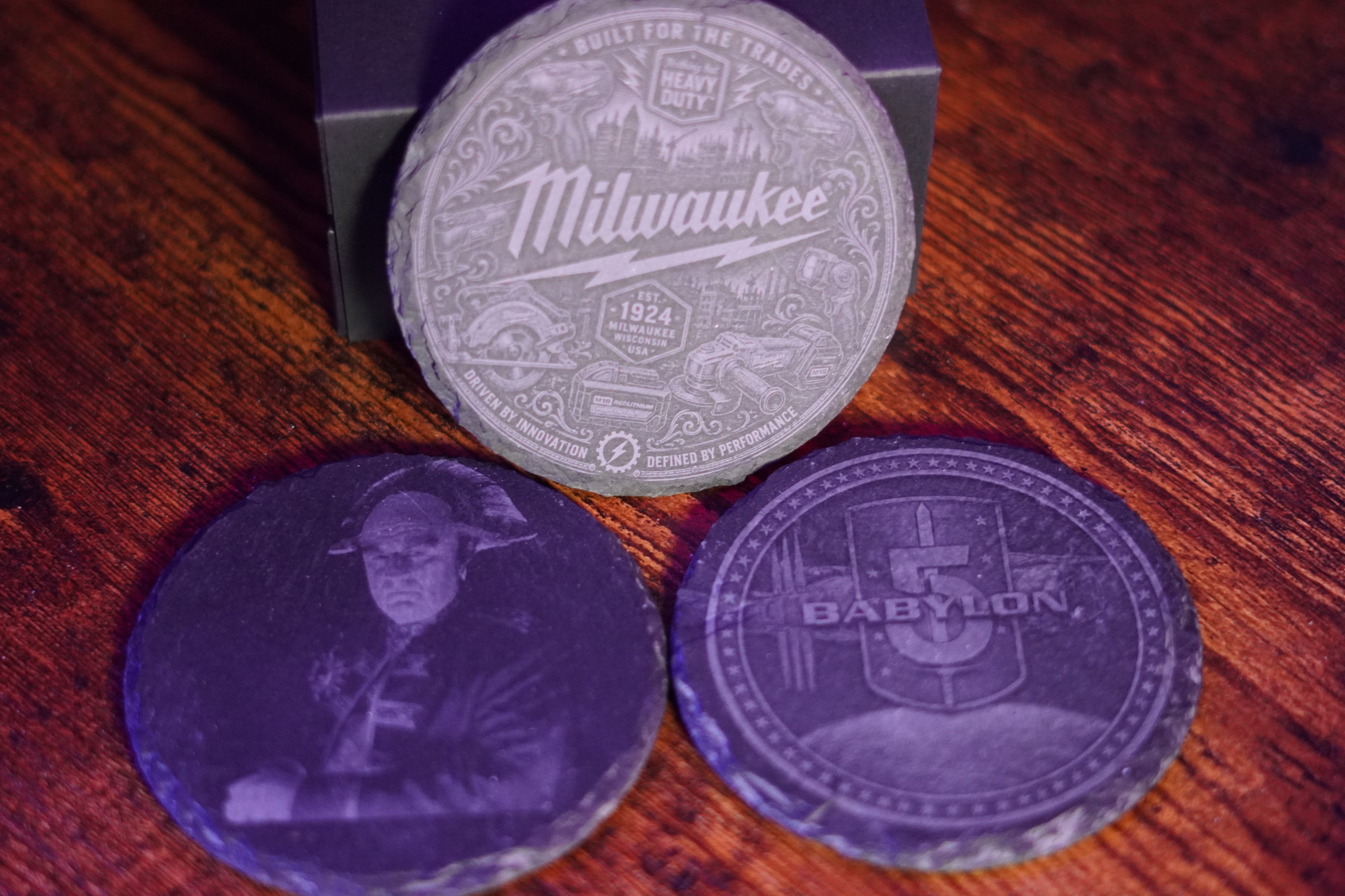 Custom Laser Etched Slate Coasters (Set of 4)