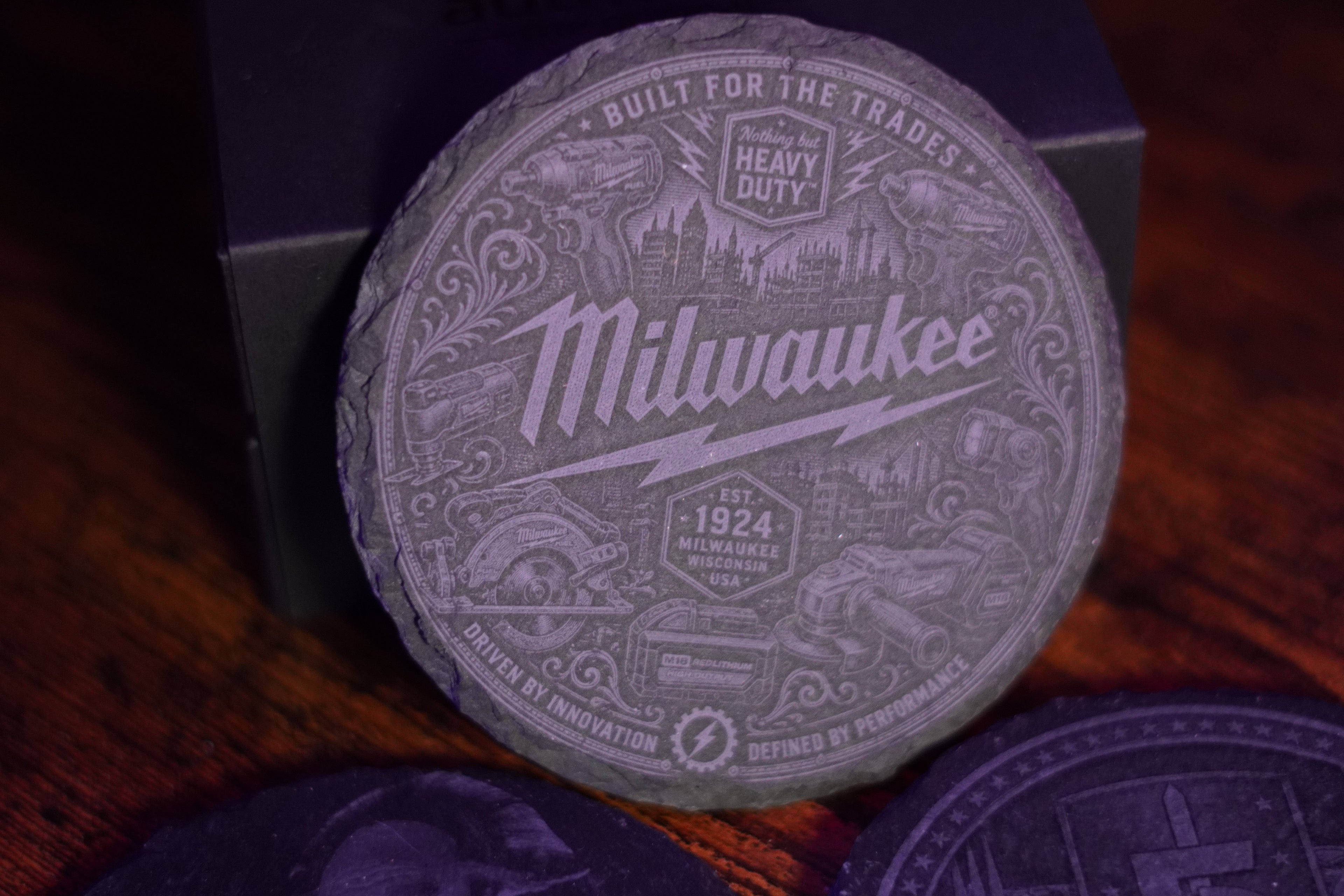 Custom Laser Etched Slate Coasters (Set of 4)