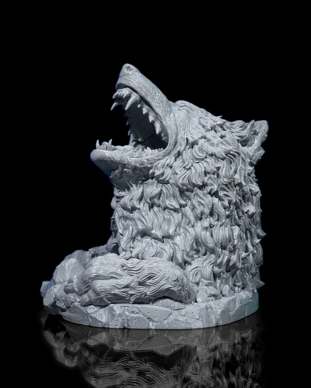 Frostfang Dire Wolf — 3D Printed Dice Tower