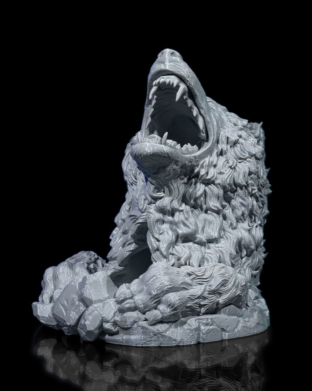 Frostfang Dire Wolf — 3D Printed Dice Tower