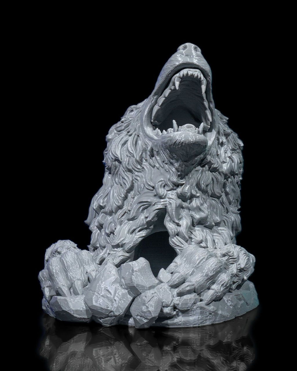 Frostfang Dire Wolf — 3D Printed Dice Tower